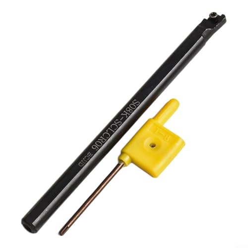 Image of Glewi SCLCR06 Lathe Boring Bar 6-10mm with CCMT060204-HM Carbide Inserts for Steel Turning Semi-Finishing Kit Golden 45HRC Hardness(S08K-SCLCR06 Boring Bar)