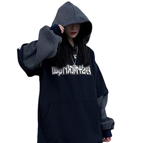 Amazon.com: NCDUANSAN Splicing Fake Two-Piece Suit Gothic Hoodie