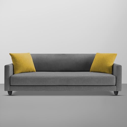Image of Casaliving Dominic 3 Seater Sofa Set for Living Room (Dark Grey Fabric) Premium Fabric Sofa