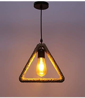 Himack® 3 Lights Geometric Round, Square, Triangle Chandelier Vintage Urban Retro Edison Lamp Rope Hanging/Pendant Beige Color