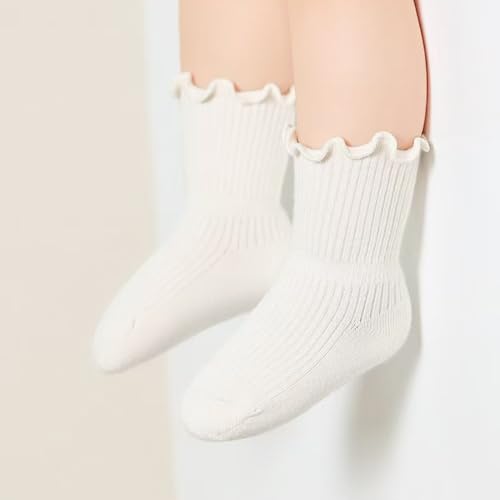 5 Pairs Toddler Socks Baby Crew Cotton Cuff Socks for Infant Girls Stocking Stuffer for Kids 0-36 Months4