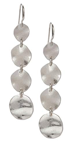 SPUNKYsoul Boho Round Minimalist 3 or 4 Statement Circle Disc Drop Dangle Earrings in Gold and Silver, Trendy Casual Everyday Chic Fashion Jewelry for Women, Gift Giving (Silver)