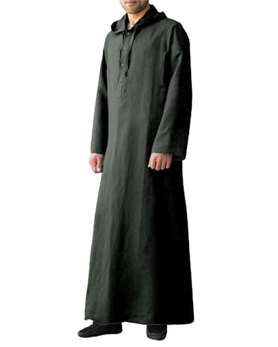 Caftán thobe abaya largo para hombre con cuello abotonado
