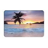 QAZWZML Sunrise Tropical Palm Tree Island - Felpudos de bienvenida, adecuados para puertas delanteras, patios, cocinas o baños.