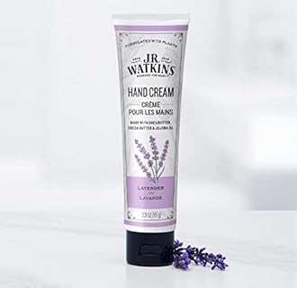 J.R. Watkins Natural Moisturizing Hand Cream, Hydrating Hand Moisturizer with Shea Butter, Cocoa Butter, and Avocado Oil, USA Made and Cruelty Free, 3.3oz, Lavender, Single