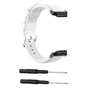Hemobllo Horlogebandje leren horlogebandset armband met schroeven compatibel met Garmin Forerunner 235/620/735/S20 wit