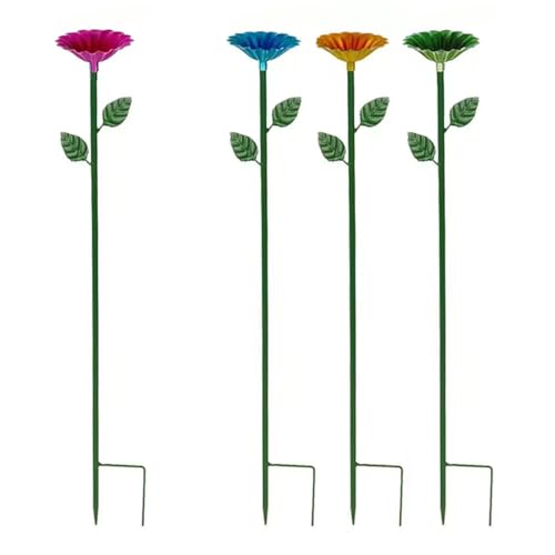YIZITU Dispositivo De Riego Moscas Metal 4 Piezas Que Resalta Plan Vegetal Decoración Jardín Permanente para Aplicaciones Aire Libre Mariposas con Base Hierro