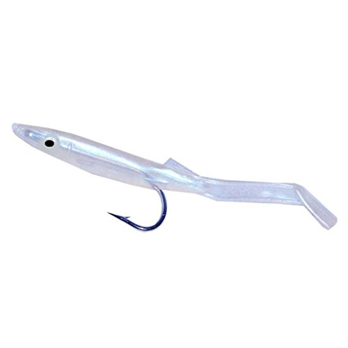 Qinghengyong Fish 6pcs/Set Suaves Mar Anguila Señuelos 80mm/2.10g Falso Cebo de Pesca Paddle Tail Lanzón Artificiales Señuelos Perla BLU