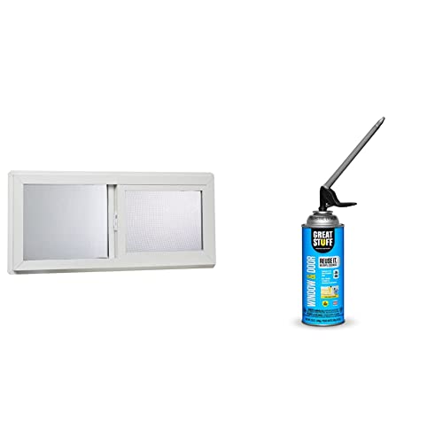 Park Ridge Products Vbsi3214Pr Window, 32" X 14", White & Great Stuff 99108862 Smart Dispenser Window & Door, Yellow 12 Oz. #TOP2