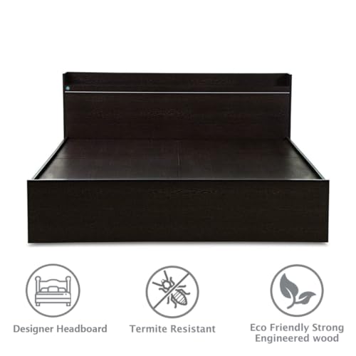 Image of DELITE KOM Plum Engineered Wood Queen Without Box Bed (Finish Color Flowery Wenge Delivery Condition Knockdown)