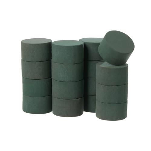 image for Crafare 3x3x1.7 Inch Round Floral Foam Blocks Wet Green Small Foam Bri