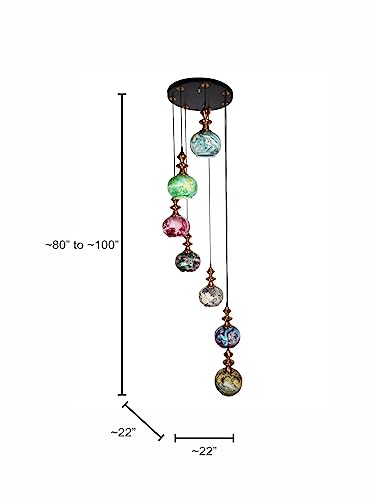 Image of HL Home Lighting Contemporary 7-Light Multicolor Glass Globes Cluster Hanging Light | Pendant Lamps