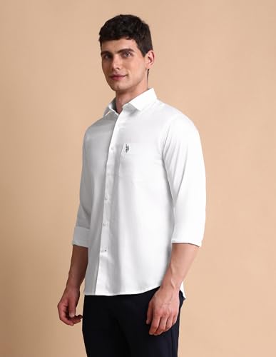 Image of U.S.Polo Association Men's Solid Tailored Fit Satin Shirt