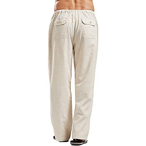 sandbank Men?¡¥s Drawstring Casual Beach Pants Straight Leg Linen Summer Pants2