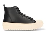  Etika Zapatillas de Plataforma para Mujer, Botas Deportivas Altas con Cremallera Frontal y Doble Suela, Sneaker de Estilo Baloncesto, Modelo 52441 Negro - 40