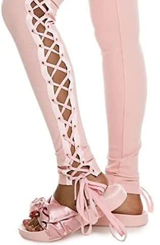 Puma X Rihanna Fenty Womens Sweatpants Boxing And Bomber Lace Tight Trousers-Pink-S #TOP29
