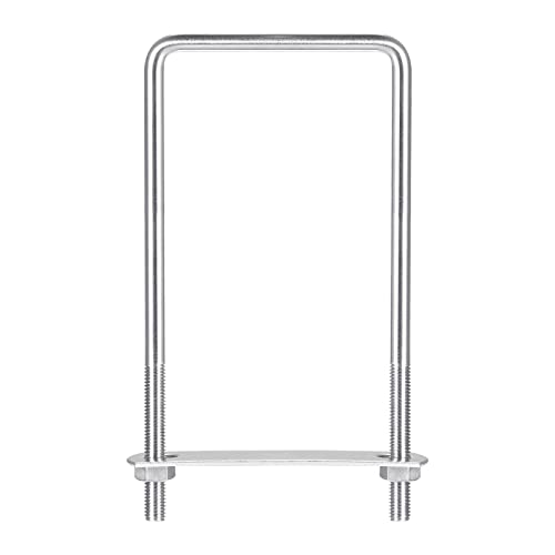 Image of uxcell Square U-Bolts, 82mm(3.23 inch) Inner Width 200mm Length M8 304 Stainless Steel U Clamp Bolt with Nuts and Plates, for Boat Trailer