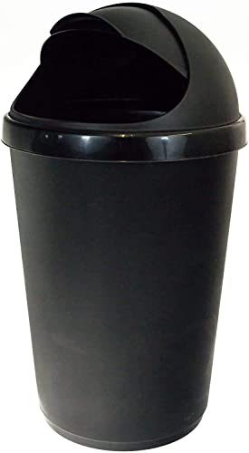 50 L LITRE BLACK KITCHEN BULLET BIN RUBBISH BIN WITH LARGER OPENING SILVER FLAP by Whitefurze