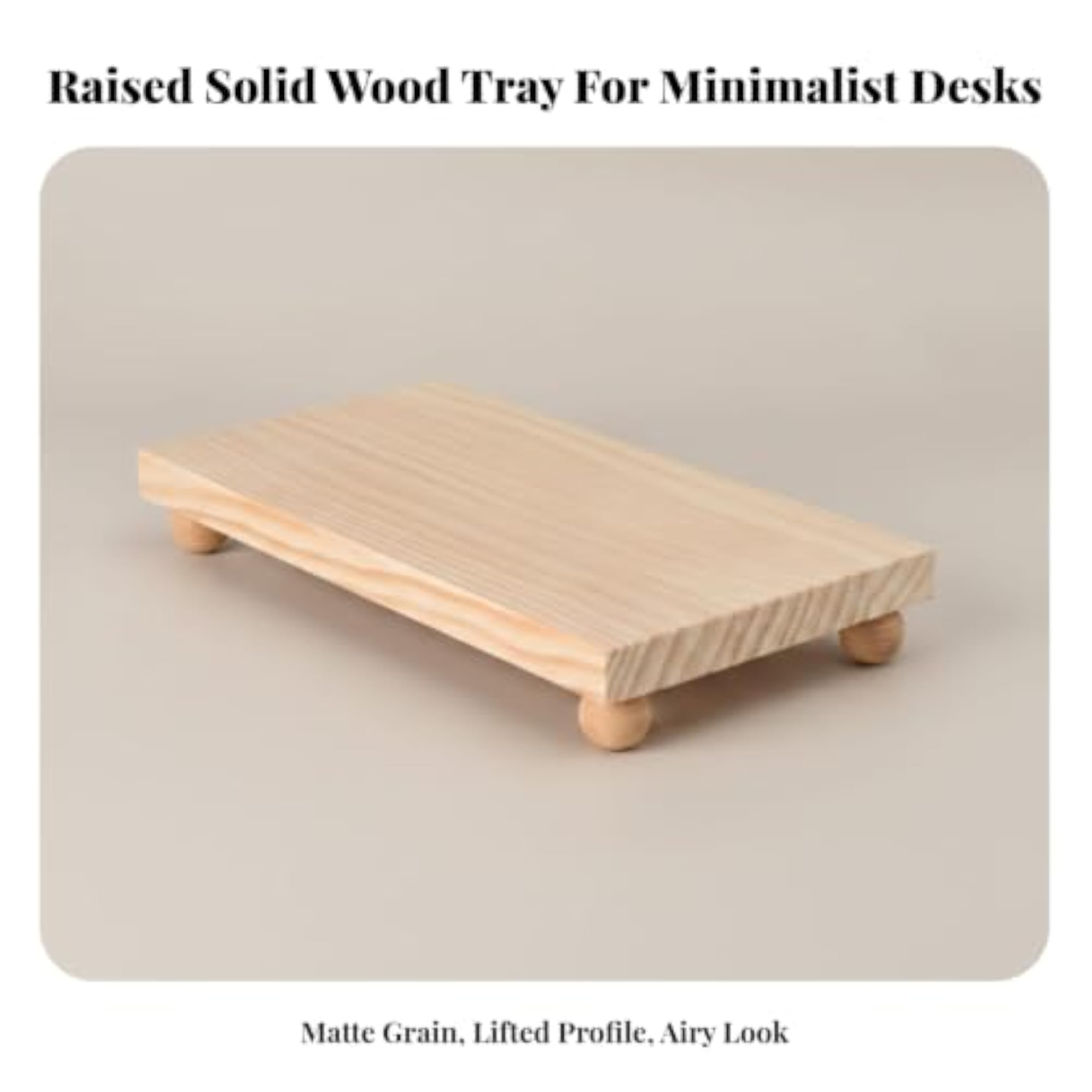 Rectangular Wooden Tray with Feet, Minimalist Wood Riser