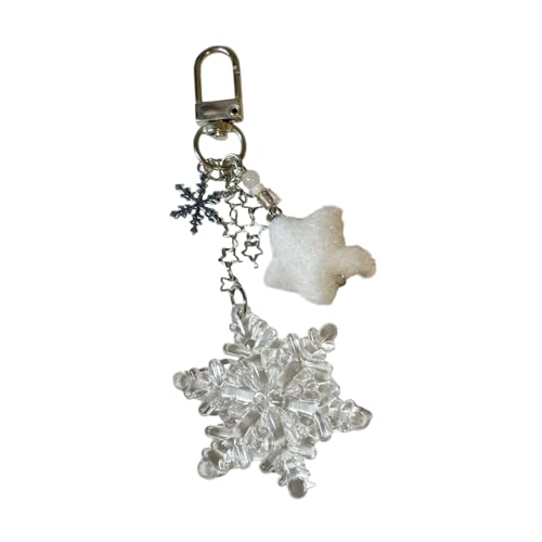 YTtkku Llavero de accesorio con cuentas de copo de nieve hecho a mano inspirado en el invierno para un bonito y práctico llavero