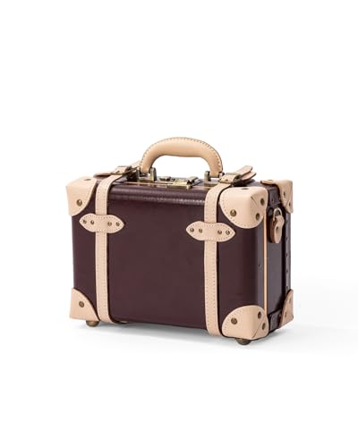 COTRUNKAGE Vintage Suitcase, Leather Carry On Luggage Set for Men and Women, Burgundy3