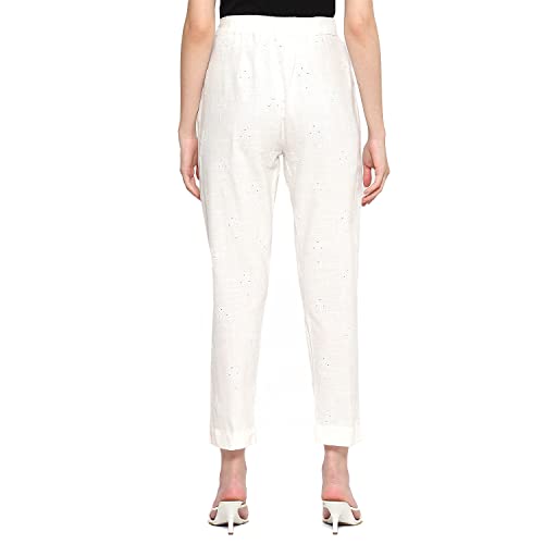 Image of BIBA Women Cotton Regular Embroidered Pants