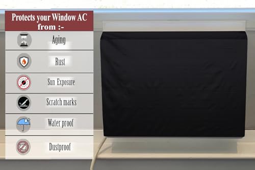 Image of The Furnishing Tree window ac cover suitable for BlueStar 2 Ton 3W24GBT, Black Color Elastic fit Cover for front and rear Of Window Ac