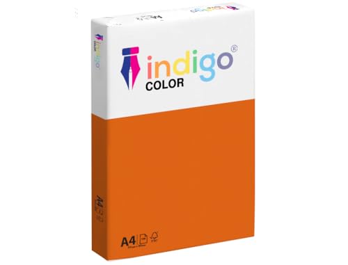 Indigo® A4 80gsm Coloured Copier Paper Multifunctional Ream 500 Sheets - Deep Orange