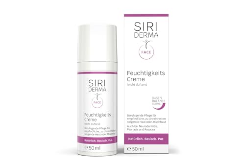 SIRIDERMA Feuchtigkeitscreme | Basische Gesichtspflege für empfindliche Haut | Auch bei Rosacea, Akne, Neurodermitis und Psoriasis (leicht duftend, 50 ml)