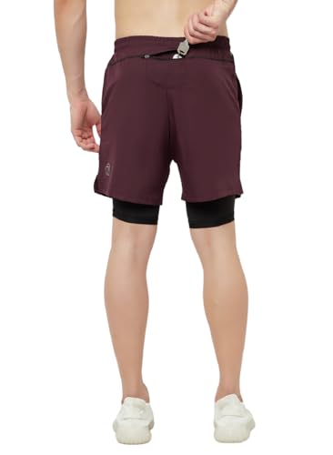 Image of TRUEREVO - 2 in 1 Running Sports Shorts for Men with Mobile Phone Pocket - Quick Dry & Lightweight Moisture-Wicking Active Wear, Gym Shorts for Men Workout - Double Layer Half Pant with Inner Tights