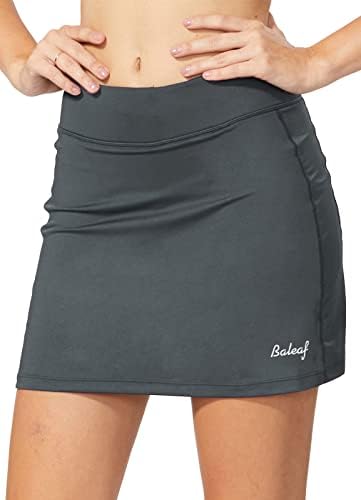 BALEAF Women's Tennis Skirts Golf Skorts Lightweight Athletic Skirts with Shorts Pockets Running Workout Sports Gray Size L