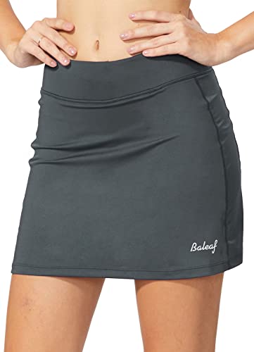 Baleaf Women's Tennis Skirts Golf Skorts Lightweight Athletic Skirts With Shorts Pockets Running Workout Sports Gray Size L #TOP2