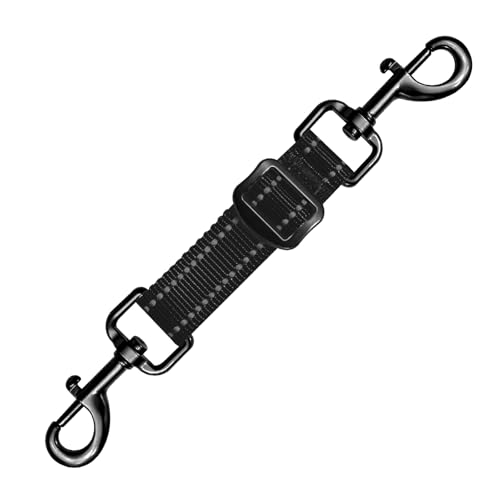 Dog Collar Safety Clip Reflective Double-Ended Backup Connector for Harness to Collar Adjustable Safety Clip for Prong Pinch Collars Prevents Escapes & Accidental Disconnection