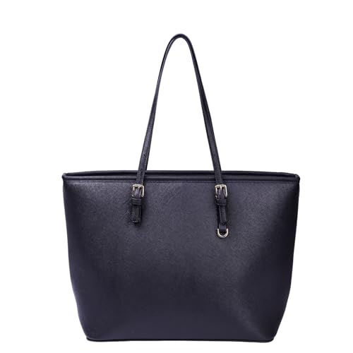 Image of Joy Depot Black Women Handbag Tote Bag Top Handle Shopper Bag Hard Bottom PU Leather Shoulder Bag