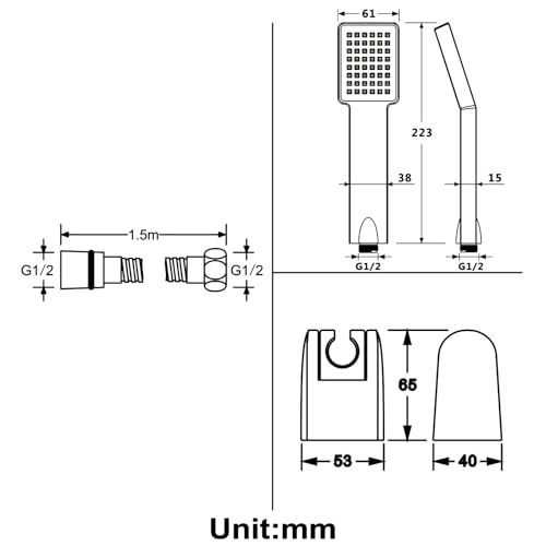 Cabezal de ducha con manguera y soporte ajustable miniatura 6