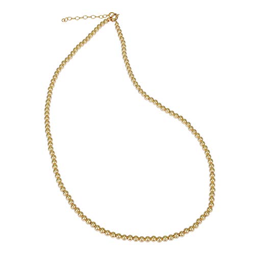 Anela 3mm Gold Filled Beaded Necklace with Extension, Great Gift Idea, Tarnish and Fade Free