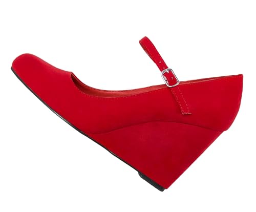 Image of Coutgo Womens Wedge Pumps Dressy Mary Jane Shoes Comfort Wedges Closed Toe Ankle Strap Heeled Shoes
