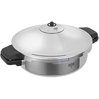 Kuhn Rikon Pressure Cooker Frying Pan Duromatic Hotel 5L/28cm Food Steamer with Side Grips. Multi Cooker with Auto Lock Lid. Stainless Steel Pot. Instant Cook Pot – 10 Yr Kuhn Rikon Cookware Guarantee
