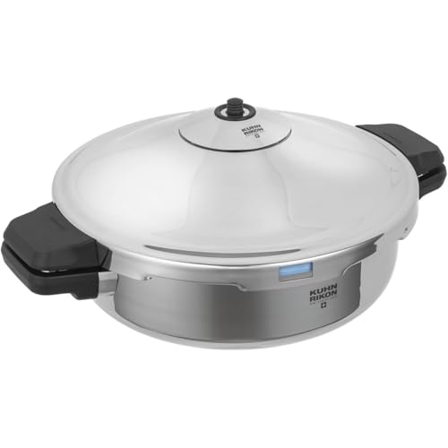 Kuhn Rikon Pressure Cooker Frying Pan Duromatic Hotel 5L/28cm Food Steamer with Side Grips. Multi Cooker with Auto Lock Lid. Stainless Steel Pot. Instant Cook Pot – 10 Yr Kuhn Rikon Cookware Guarantee