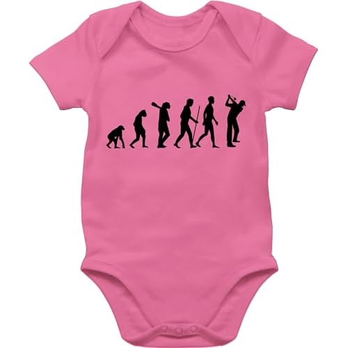 Shirtracer Evolution Baby - Evolution Golf - 1/3 Monate - Pink - Golfschläger - BZ10 - Baby Body Kurzarm für Jungen und Mädchen