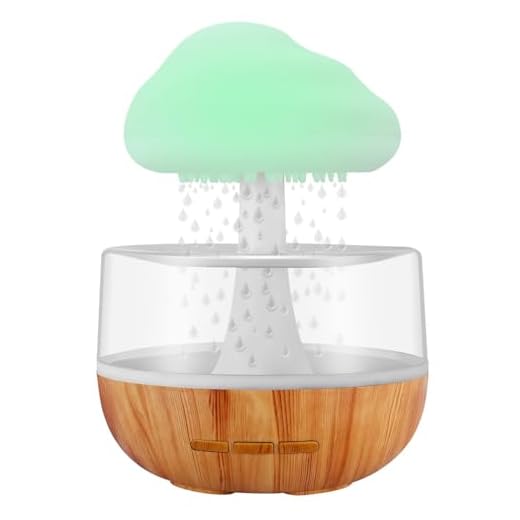 Weljoy Zen Raining Cloud Night Light Aromatherapy Essential Oil Diffuser Micro Humidifier Desk Fountain Bedside Sleeping Relaxing Mood Water Drop Sound (White)