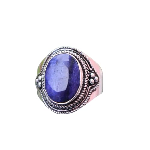 Raw Sapphire Ring, Oval Sapphire Handmade Ring, Handmade Ring, Blue Sapphire Ring, September Birthstone Ring, Bohemian Ring, Boho Statement Ring, Blue Gemstone Ring, Vintage Blue Sapphire Ring