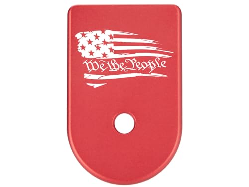 NDZ Performance Magazine Base Plate Finger Extension for Glock Gen 1-5 9MM .40 .357 SIG Laser Engraved Anodized Aluminum in Red - US Flag We The People
