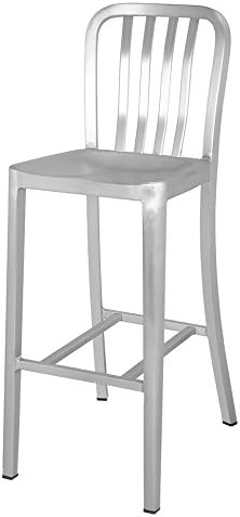 Atlantic Aluminum Barstool, Brushed Aluminum Finish