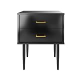 Nightstand for Bedrooms Bedside Tables with 2 Drawers Modern Black Night Stand Table Mid Century Mod