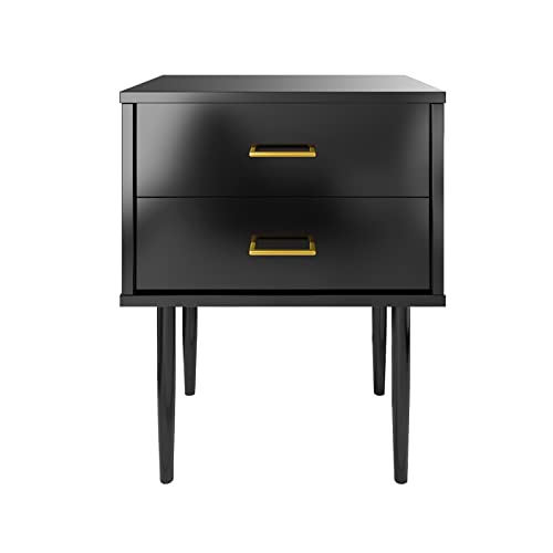 Nightstand For Bedrooms Bedside Tables With 2 Drawers Modern Black Night Stand Table Mid Century Modern #TOP6