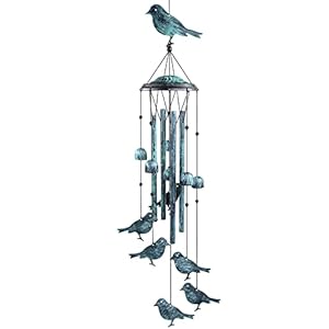 Monsiter QE Bird Wind Chimes for Outside, Outdoors with 4 Large Aluminum Tubes & S Hook – Clearance Hanging Decor for Garden, Patio, Backyard or Porch