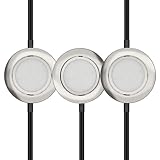 Getinlight LED Puck Lights 3-Pack, 2.75' Metal Housing, Wall-Dimmer Compatible, 2700K Warm White, Brushed Nickel Finish, Plug-in or Hardwired, ETL Listed, IN-0107-3-SN