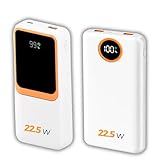 Carregador Portátil (Power Bank) 20000Mah Turbo 22.5w Carregamento Ultra Rápido PD Visor Led com 2 Saídas Compatível com Android e IOS (Branco)