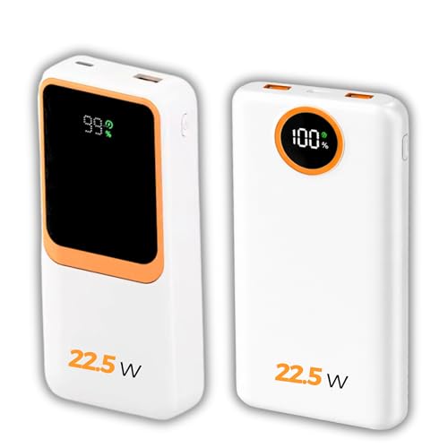 Carregador Portátil (Power Bank) 20000Mah Turbo 22.5w Carregamento Ultra Rápido PD Visor Led com 2 Saídas Compatível com Android e IOS (Branco)